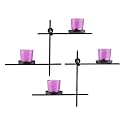 Homesake® Modern Geometric Wall Mounted Candle Holder with 2 Pink Glass Holder, Black Metal Wall Sconce, Decor Wall Art for Living, Bedroom, Dining Room & Home Décor, Return Gifts for Pooja