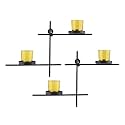 Homesake® Black Ladder Wall Candle Holder Set of 2 with Yellow Votive Tealight Holders, Decorative Metal Wall Hanging for Living, Bedroom, Diwali Decor &amp; Home Decoration, Return Gifts for Pooja