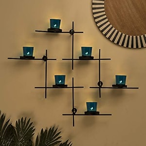 homesake white scorching ladder wall tealight holder set of 2 six blue votive candle holders decorative metal wall hanging for home decor diwali decor amp festive lighting return gifts for pooja
