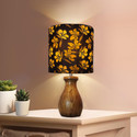 Homesake Dovel Pot Modern Table Lamp, Wooden Base Fabric Lampshade for Home Cafe ,Iris Table Lamp