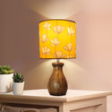 Homesake Dovel Pot Modern Table Lamp, Wooden Base Fabric Lampshade Home Cafe ,Hibiscus Table Lamp