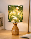 Homesake Dovel Pot Modern Table Lamp, Wooden Base Fabric Lampshade for Home Cafe ,leaf Table Lamp