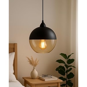 homesake glass pendant light black loft bar counter dining room creative ledfilament ceiling hanging lamp e27 sphere with bulb black