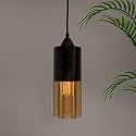 Homesake Modern Pendant Light, LED Edison Bulb, Glass Hanging Lamp, Stylish Ceiling Fixture, Contemporary Home Decor, Living Room, Dining Room, Bedroom, Kitchen, Warm White, Indoor Lighting (Black)