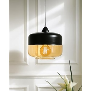 homesake modern pendant light led edison bulb glass hanging lamp stylish ceiling fixture contemporary home decor living room dining room bedroom kitchen warm white indoor lighting black