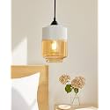 Homesake® Glass Pendant Light White Loft Bar Counter Dining Room Creative LED/Filament Ceiling Hanging Lamp, E27, with Bulb (White, Cylinder)