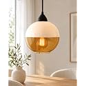 Homesake® Glass Pendant Light White Loft Bar Counter Dining Room Creative LED/Filament Ceiling Hanging Lamp, E27, Sphere with Bulb (White)