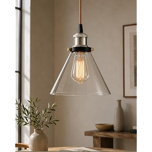 homesakeindustrial kitchen glass cone pendant light antique filament hanging blown glass ceiling light nickel
