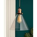 Homesake Vintage Industrial Pendant Light, Clear Glass Shade, Cone Pendant Light, Antique Brass Finish, Retro Style Ceiling Lamp for Kitchen, Dining Room, Living Room, Bedroom (Rose Gold) (Cone)