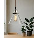 Homesake®Industrial Kitchen Glass Cone Pendant Light, Antique Filament Hanging Blown Glass Ceiling Light, Nickel