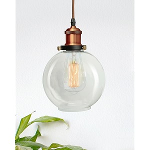 homesake vintage industrial pendant lightclear glass shadeglobe pendant light antique copper finishretro style ceiling lamp for kitchen dining room living room bedroom antique copper globe