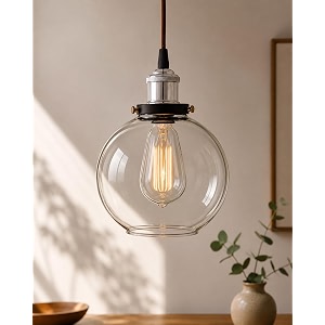 homesakeindustrial kitchen glass globe pendant light antique filament hanging ceiling fixture nickel