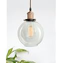Homesake Pendant Light with Globe Glass Shade, Metal Base Cap and Adjustable Textile Cord, Industrial Style Retro Hanging Soft Light Lamps for Dining Room, Living Room, Rose Gold