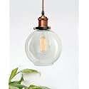 Homesake Vintage Industrial Pendant Light,Clear Glass Shade,Globe Pendant Light, Antique Copper Finish,Retro Style Ceiling Lamp for Kitchen, Dining Room, Living Room, Bedroom (Antique Copper) (Globe)