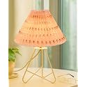 Homesake® Modern Table Lamp with Iron Tripod Base, E27 Holder, for Bedroom, Bedside, Living Room, Home Decor, Study Lamp for Desk, Night Lamp, Warm Light, Gifting, Pleated Fabric Shade, (Floral Petal)