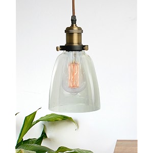 homesake vintage industrial pendant light clear glass shade edison bulb antique brass finish retro style ceiling lamp for kitchen dining room living room bedroom antique gold