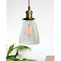 Homesake Vintage Industrial Pendant Light, Clear Glass Shade, Edison Bulb, Antique Brass Finish, Retro Style Ceiling Lamp for Kitchen, Dining Room, Living Room, Bedroom (Antique Gold)