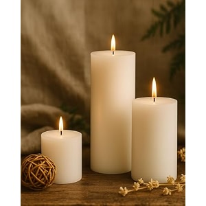homesake pillar candles set of 3 width 234 high 234 434 634 large paraffin soy wax pillar candles aesthetic modern home decor for bathroom living room diwali gifts return gifts for pooja white
