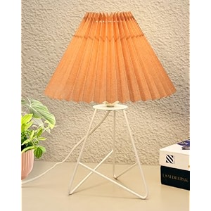 homesake retro down to the wire metal table lamp with fabric shade bedside lamp gift housewarming home living room pleated shade beige