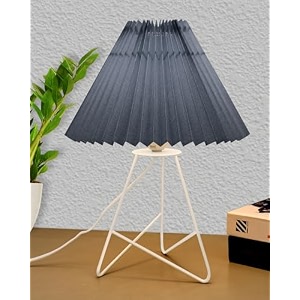 homesake retro down to the wire metal table lamp with fabric shade bedside lamp gift housewarming home living room pleated shade grey