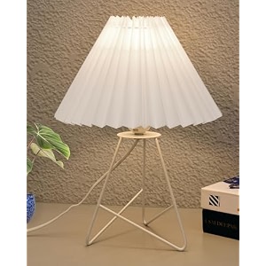homesake retro down to the wire metal table lamp with fabric shade bedside lamp gift housewarming home living room pleated shade white