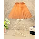 Homesake® Retro Down to the Wire Metal Table Lamp with Fabric Shade, Bedside Lamp Gift Housewarming Home Living Room, Pleated Shade (Beige)