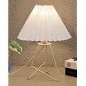 Homesake® Retro Down to the Wire Metal Table Lamp with Fabric Shade, Bedside Lamp Gift Housewarming Home Living Room, Pleated Shade (White)