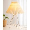 Homesake® Retro Down to the Wire Metal Table Lamp with Fabric Shade, Bedside Lamp Gift Housewarming Home Living Room, Pleated Shade (Off-White)