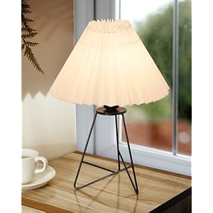 homesake retro matt black down to the wire metal table lamp with fabric shade bedside lamp gift housewarming home living room shade pleated cream