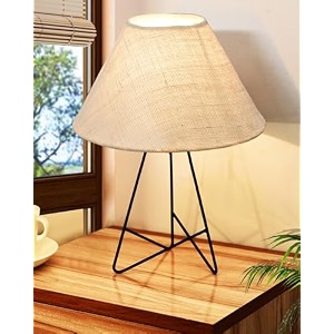 homesake retro matt black down to the wire metal table lamp with fabric shade bedside lamp gift housewarming home living room shade off-white cone