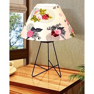 homesake retro matt black down to the wire metal table lamp with fabric shade bedside lamp gift housewarming home living room shade rose