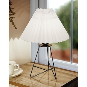 homesake retro matt black down to the wire metal table lamp with fabric shade bedside lamp gift housewarming home living room shade pleated white