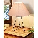 Homesake® Retro Matt Black Down to the Wire Metal Table Lamp with Fabric Shade, Bedside Lamp Gift Housewarming Home Living Room, Shade (Jute Cone)