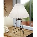Homesake® Retro Matt Black Down to the Wire Metal Table Lamp with Fabric Shade, Bedside Lamp Gift Housewarming Home Living Room, Shade (Pleated White)