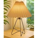 Homesake® Retro Matt Black Table Lamp | Iron Tripod Base, E27 Bulb Holder | Lamps for Bedroom, Bedside, Living Room, Study, Desk, Warm Night Lamp, Light, Pleated Fabric, (Hazelnut)