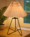 Homesake Retro Matt Black Table Lamp with pleated Shade, Bedside & Living Room Decor Night Lamp
