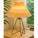 Homesake® Retro Matt Black Table Lamp, Iron Tripod Base, E27 Bulb Holder, Lamps for Bedroom, Bedside, Living Room, Study, Desk, Warm Night Lamp, Light, Pleated Fabric, (Floral Petal)