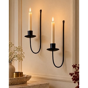 homesake wall candle holder stand for living room black metal wall sconce with taper candle holder diwali decor candle stand for diwali lights home dcor set of 2 return gifts for pooja