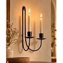 Homesake® Modern Double Arm Wall Candle Holder for Living Room, Black Metal Wall Sconce with Dual Taper Candle Holder, Decorative Candle Stand for Diwali Décor, Diwali Gifts for Pooja