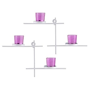 homesake white ladder wall tealight candle holder set of 2 with pink glass votives  decorative metal wall hanging candle stand for living room bedroom hallway amp home dcor