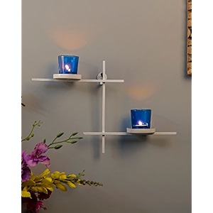 homesake wall hanging candle holder set of 2 white scorching ladder with blue glass votive tealight holders festive decor diwali decoration items bedroom home decor return gifts for pooja