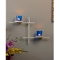 Homesake® Wall Hanging Candle Holder Set of 2, White Scorching Ladder with Blue Glass Votive Tealight Holders, Festive Decor, Diwali Decoration Items, Bedroom, Home Decor, Return Gifts for Pooja