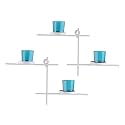 Homesake® Modern Geometric Wall Mounted Candle Holder with 4 Turquoise Glass Tealight Cups, White Metal Wall Sconce, Decorative Wall Art for Living Room, Bedroom, Hallway, Home Décor