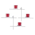 Homesake® Modern Geometric Wall Mounted Candle Holder with 4 Red Glass Tealight Cups, White Metal Wall Sconce, Decorative Wall Art for Living Room, Bedroom, Hallway, Home Décor