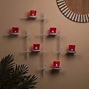 Homesake® White Scorching Ladder with Six Votive Red, Decor for Home Red Glass Votive Tealight Holders, Decorative Wall Sconces for Living Room, Bedroom, Set of 2, Return Gifts for Pooja