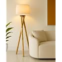 Homesake® Wood Tripod Floor Lamp for Living Room | Mid Century Standing Lamp, E27 Lamp Base, Warm Ambient Lighting | Corner Lamp for Living Room Bedroom | Room and Office, (Cross-Leg, Jute)