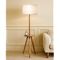Homesake® Wood Tripod Floor Lamp for Living Room | Mid Century Standing Lamp, E27 Lamp Base, Soft Ambient Lighting | Corner Lamp for Living Room Bedroom | Office Decor, (Off-White Clip)