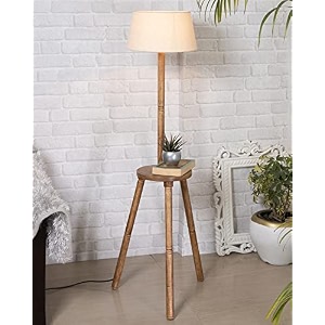 homesake wood tripod floor lamp for living room  mid century standing lamp e27 lamp base soft ambient lighting  corner lamp for living room bedroom  room and office table beige