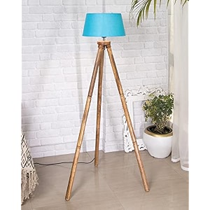 homesake wood tripod floor lamp for living room  mid century standing lamp e27 lamp base warm ambient lighting  corner lamp for living room bedroom  room and office cross-leg jute