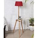 Homesake® Wood Tripod Floor Lamp for Living Room | Mid Century Standing Lamp, E27 Lamp Base, Soft Ambient Lighting | Corner Lamp for Living Room Bedroom | Room and Office (Table, Red)